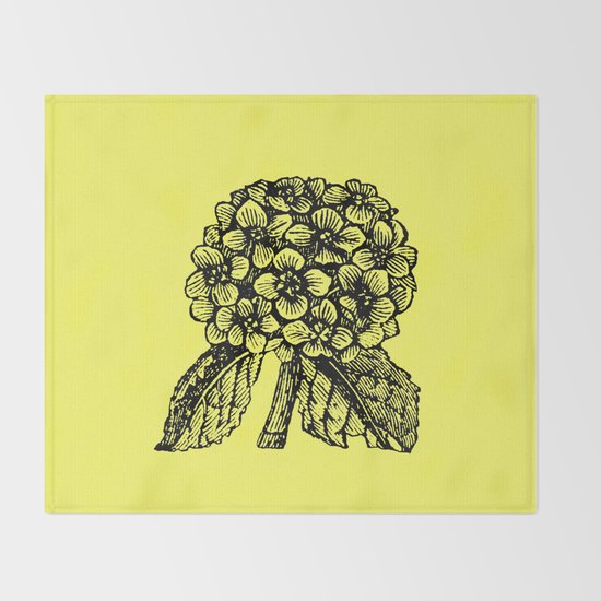 Yellow Hydrangea Throw Blanket