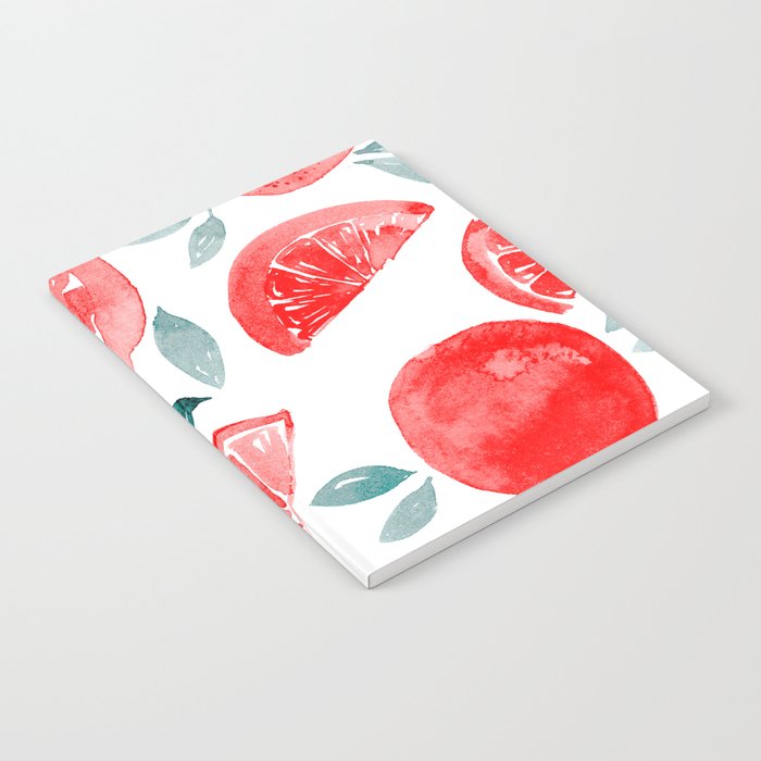 Watercolor grapefruit - orange and teal Notebook