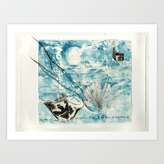 Mermaid of Zennor collagraph 2 Art Print