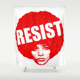 Angela Davis - Resist (red version) Shower Curtain