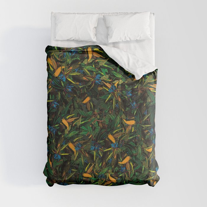 Bird Pattern - Green and Yellow Nature Comforter