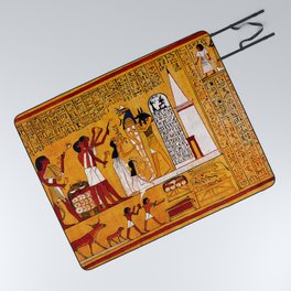 Book of the Dead - The Opening of the Mouth Ceremony (Funerary Ritual) - Papirus of Hunefer - Thebes - Egypt - ca. 1290-1280 BCE - New Kingdom - Dynasty XIX - Ancient Egyptian Text with Spells, Prayers, and Incantations - Amazing Oil painting - Picnic Blanket