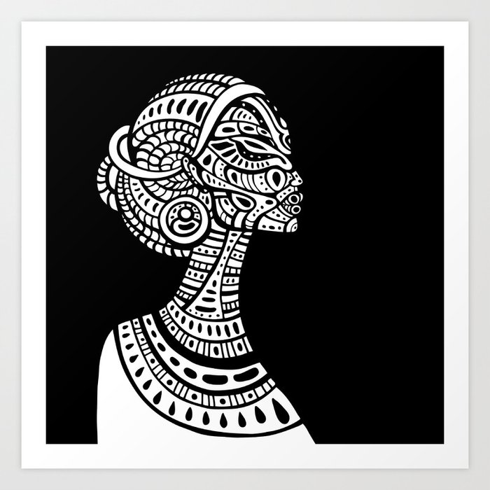 Black & White Regal Black Woman Art Print