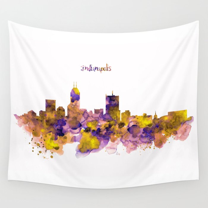 Indianapolis Skyline Silhouette Wall Tapestry by MarianVoicu  Society6