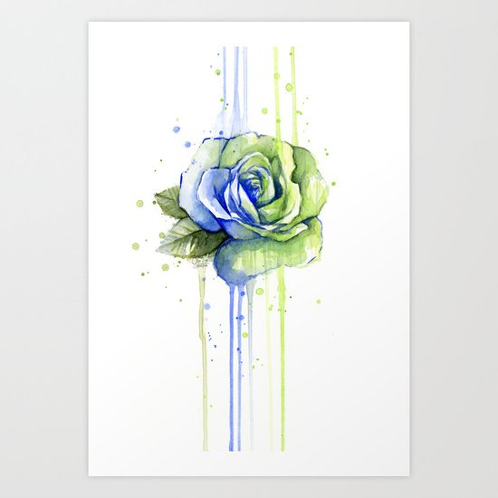 Flower Rose Watercolor Painting 12th Man Art Art Print