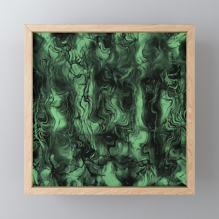 Nervous Energy Grungy Abstract Art Green Ash Framed Mini Art Print