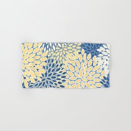 Modern, Flowers Print, Yellow, Blue and White Hand & Bath Towel