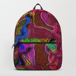 Colourful Playtime Backpack | Ventart, Mandiness, Retro, Mirroredimage, Neon, Psychedelic, Colourful, Trippy, Digital, Painting 