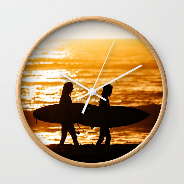 Surfing Together Wall Clock