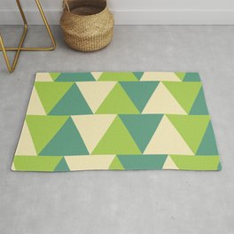Moccasin, cadet blue, yellow green triangles Rug