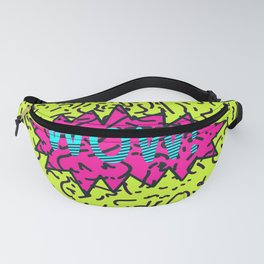 Neon Retro 80's 90's Scribbled Wow! Typography Fanny Pack