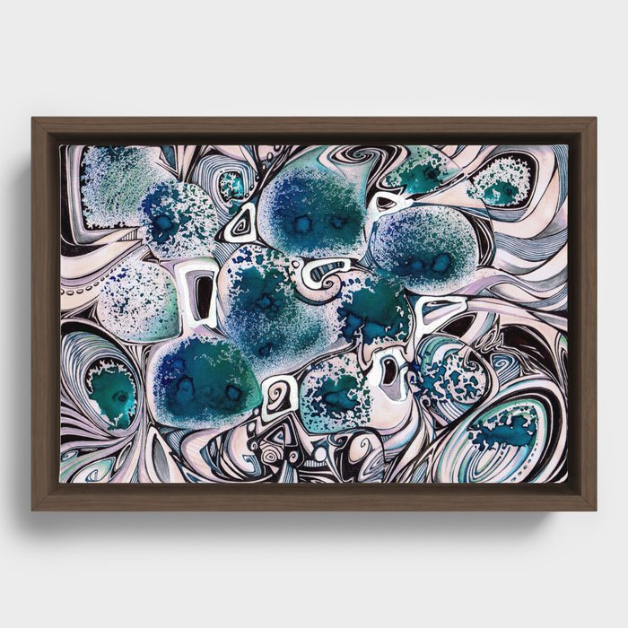 Playful Abstract Painting Framed Canvas
