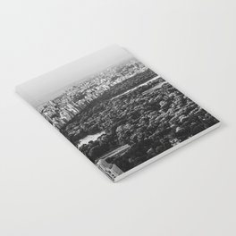 New York City Manhattan aerial view with Central Park and Upper West Side black and white Notebook