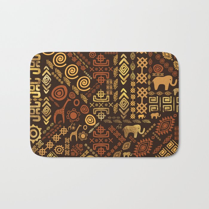 Ethnic African Pattern- browns and golds #12 Bath Mat
