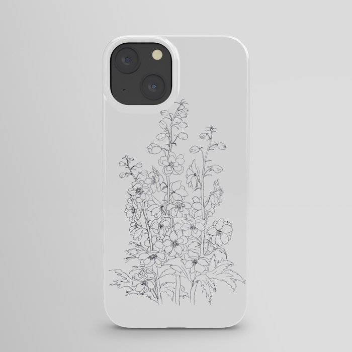 delphinium  larkspur flower drawing  iPhone Case