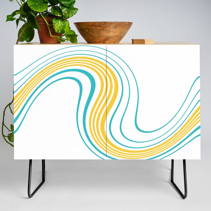 Simple Swirl - Turquoise and Yellow Credenza