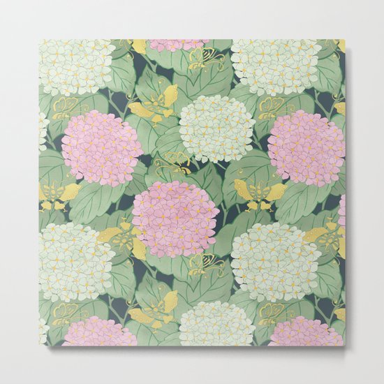 Hydrangeas and Butterflies - Such A Perfect Summer Day Metal Print