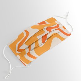 Retro Liquid Swirl Abstract Pattern in 70s Orange and Beige Face Mask