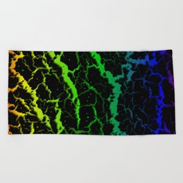 Cracked Space Lava - Rainbow OYGBP Beach Towel