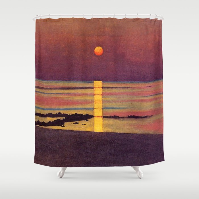 Sunset at the Beach landscape painting by Félix Vallotton Shower Curtain