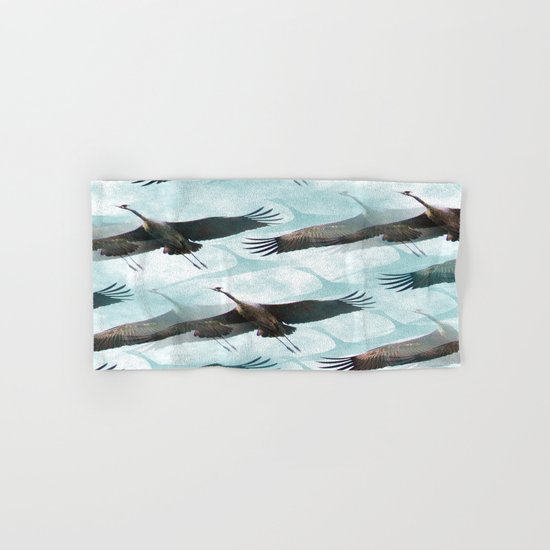 Abstract Whooping Cranes Hand & Bath Towel