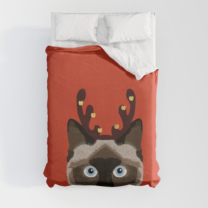 Siamese Cat Reindeer Costume funny cat art for cat lady gift for the  holidays cats christmas outfit Duvet Cover by PetFriendly | Society6