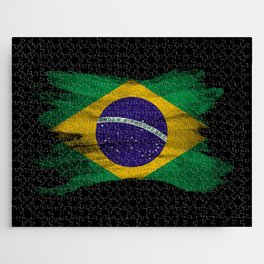 Brazil flag brush stroke, national flag Jigsaw Puzzle