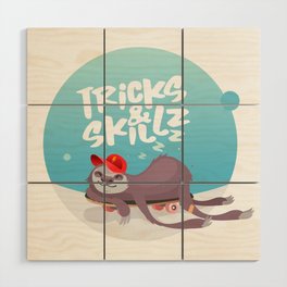 Skater Sloth - Tricks and skillz! Wood Wall Art