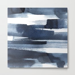 Blue Brush Metal Print | Blue, Artistic, Bold, Paint, Modern, Brushstrokes, White, Gradient, Pattern, Painting 