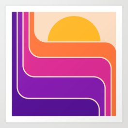 Retro Geometric Sun Set Design 426 Art Print