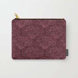 Lino-Printed Khuntan Flowers - Black & Pink Carry-All Pouch