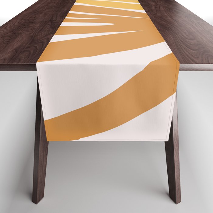 Maldives Leaves Abstract Minimalist Pattern in Ochre Mustard Blush Table Runner