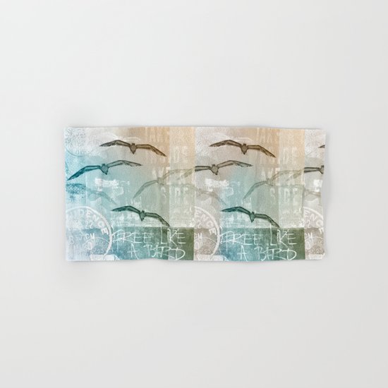Seagull mixed media artwork Hand & Bath Towel