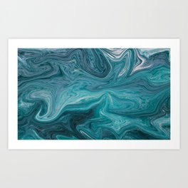 Ocean Water Marble Art Print