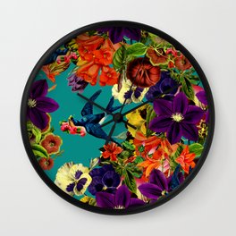 Vintage Swallow Floral Wall Clock