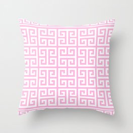 Greek Key (Pink & White Pattern) Throw Pillow
