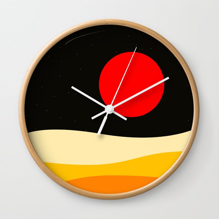 Retro Red Sun Art Wall Clock