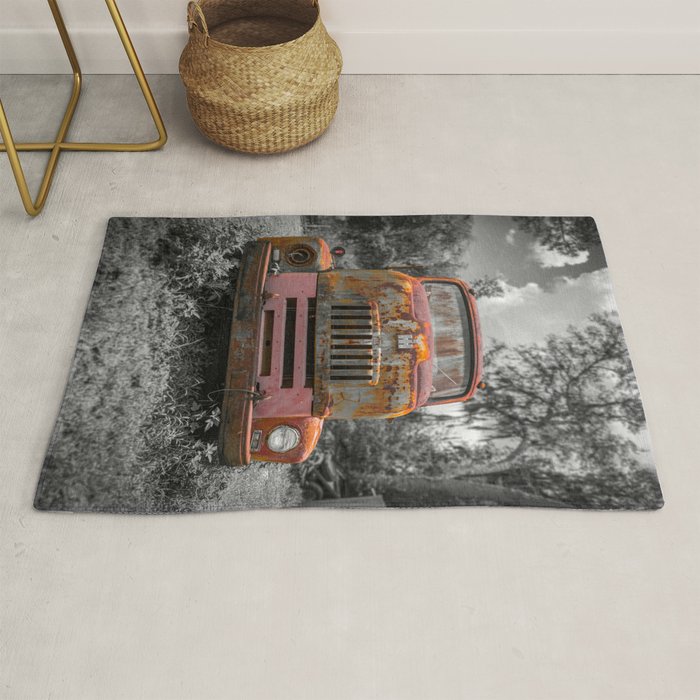 International RC160 Flatbed Vintage Rusty Truck Rug by Enzwell Artworks Society6