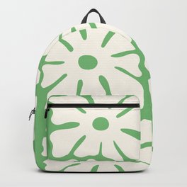 Mid-Century Flowers in Green & White Backpack