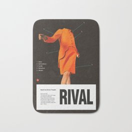 Self Rival Bath Mat | Collage, Girl, Woman, Vintagecollage, Dark, Color, Retro, Blackwhite, Typography, Vintage 