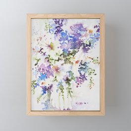 floral pointillism Framed Mini Art Print