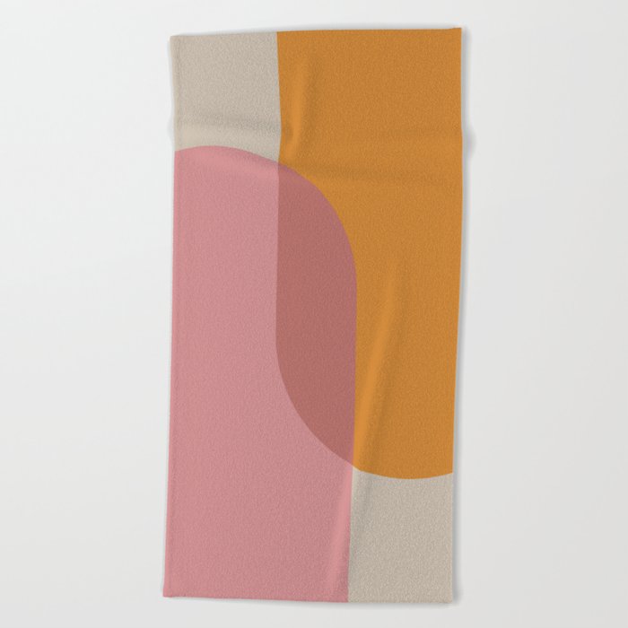 Earthy Orange + Pink Mid-Century Arches Beach Towel