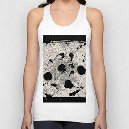 England, Leicester - Artistic Map - Black and White Unisex Tank Top