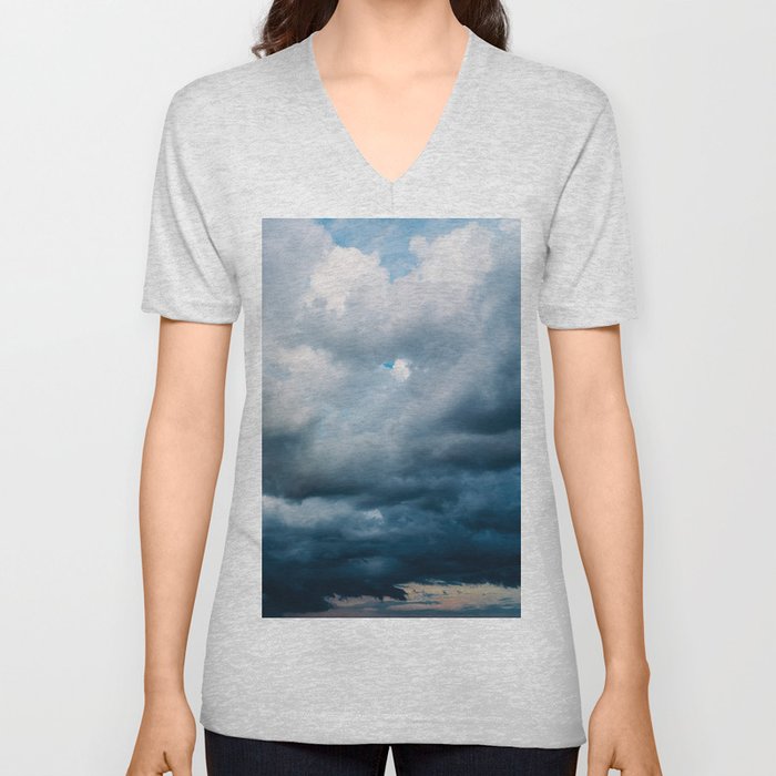 Rain Storm Clouds Gathering On Sky, Stormy Sky, Infinity V Neck T Shirt