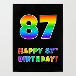 [ Thumbnail: HAPPY 87TH BIRTHDAY - Multicolored Rainbow Spectrum Gradient Poster ]