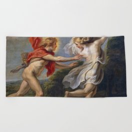 Apollo chasing Daphne Beach Towel