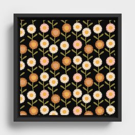 Modern Daisy Floral Pattern Black Framed Canvas