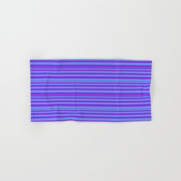 [ Thumbnail: Purple and Cornflower Blue Colored Lines/Stripes Pattern Hand & Bath Towel ]