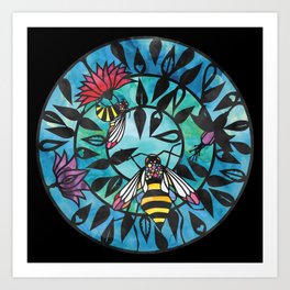 Bees - Paper cut design Art Print