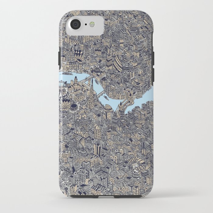 London color map city drawing illustration Thames iPhone Case by